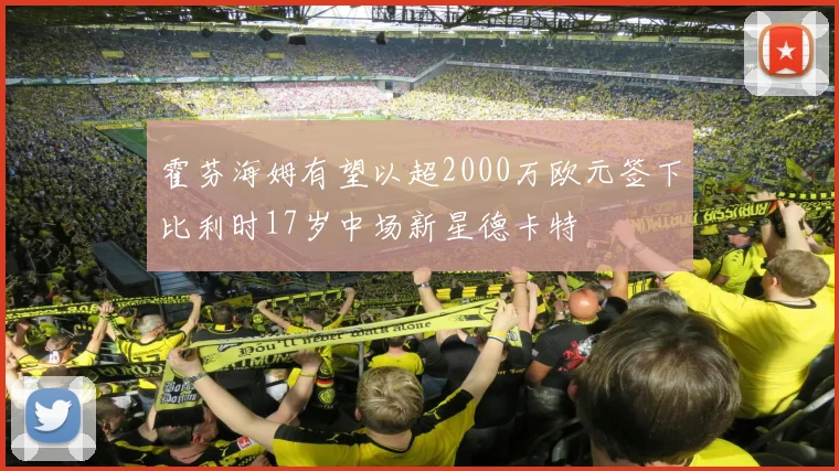 霍芬海姆有望以超2000万欧元签下比利时17岁中场新星德卡特